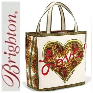 NWT BRIGHTON “Something Wonderful Is About To Happen Live Canvas Sunflower Tote